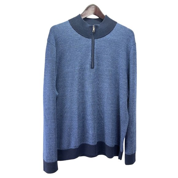 Brooks Brothers Blue Extra Fine Merino Wool 1/2 Zip Sweater, Men’s Size XLarge - Picture 2 of 6